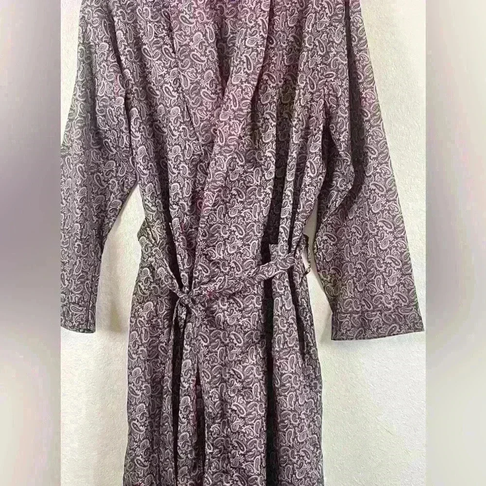 Oscar de la Renta Vintage Maroon and Navy Paisley Robe Men’s size L/XL - Picture 3 of 7